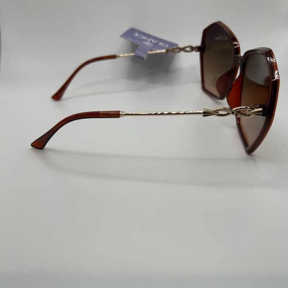 Glance  Eyewear Oversized Large Brown Frame Sunglasses 100% Uv Protection NWT - Picture 3 of 6